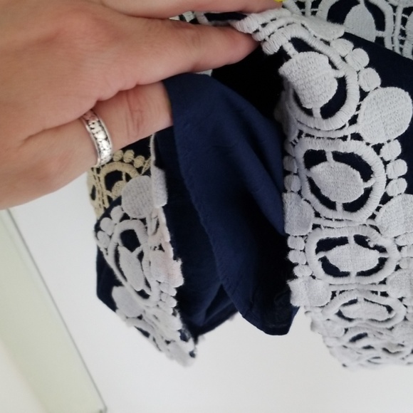 White/gold striped navy blue Lilly Pulitzer dress - Picture 5 of 6